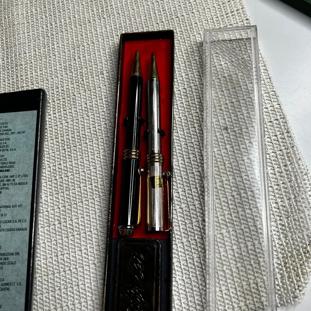 Vintage Shye AI-004 Pen Gift Set WWI of America Black Silver Gold Tone Made